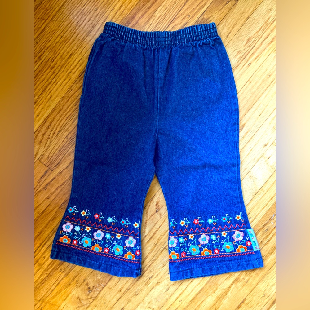 Y2K Please mum embroidered bell bottoms